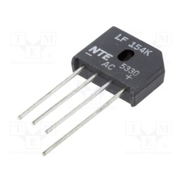 1 pcs x NTE Electronics - NTE5330 - Bridge rectifier: single-phase, Urmax: 600V, If: 6A, Ifsm: 250A