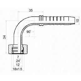 90 angle fitting, m18x15, for DN10 hose, 10 pcs.
