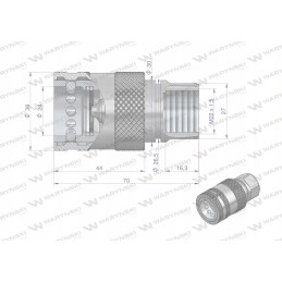 Hydraulic quick connector, M22x1 socket, 5 female threads