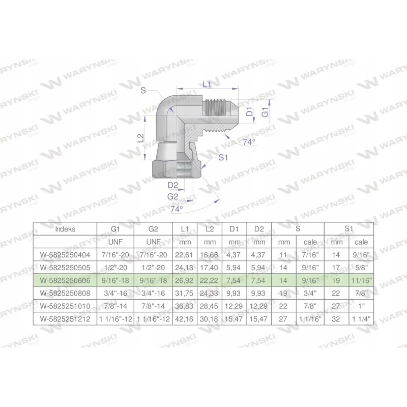 Hydraulic elbow inch ab 9 16 unf jic