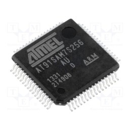 1 pcs x MICROCHIP TECHNOLOGY - AT91SAM7S256D-AU - IC: ARM7TDMI microcontroller, LQFP64, 3÷3.6VDC, AT91