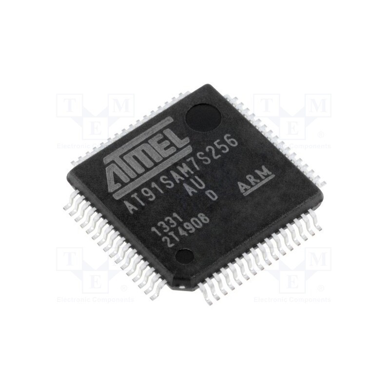 1 pcs x MICROCHIP TECHNOLOGY - AT91SAM7S256D-AU - IC: ARM7TDMI microcontroller, LQFP64, 3÷3.6VDC, AT91
