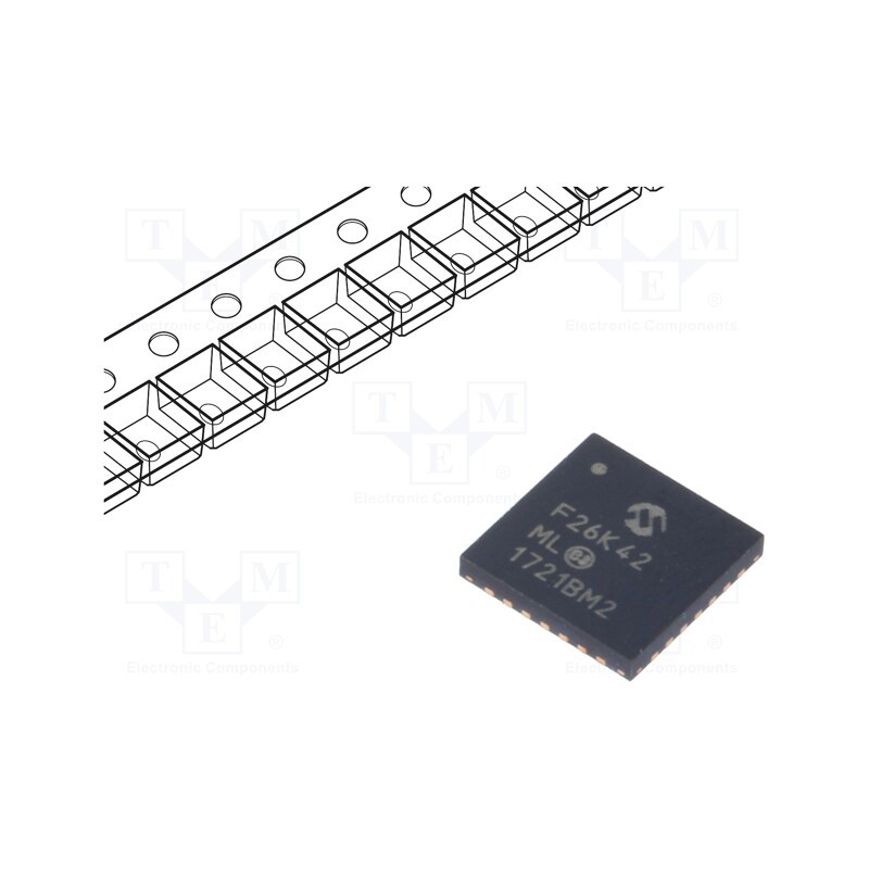 1 pcs x MICROCHIP TECHNOLOGY - PIC18F26K42-I/ML - IC: PIC microcontroller, 64kB, 64MHz, 2.3÷5.5VDC, SMD, QFN28, PIC18
