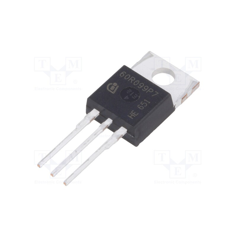 1 pcs x INFINEON TECHNOLOGIES - IPP60R099P7 - Transistor: N-MOSFET, unipolar, 600V, 20A, 117W, PG-TO220-3