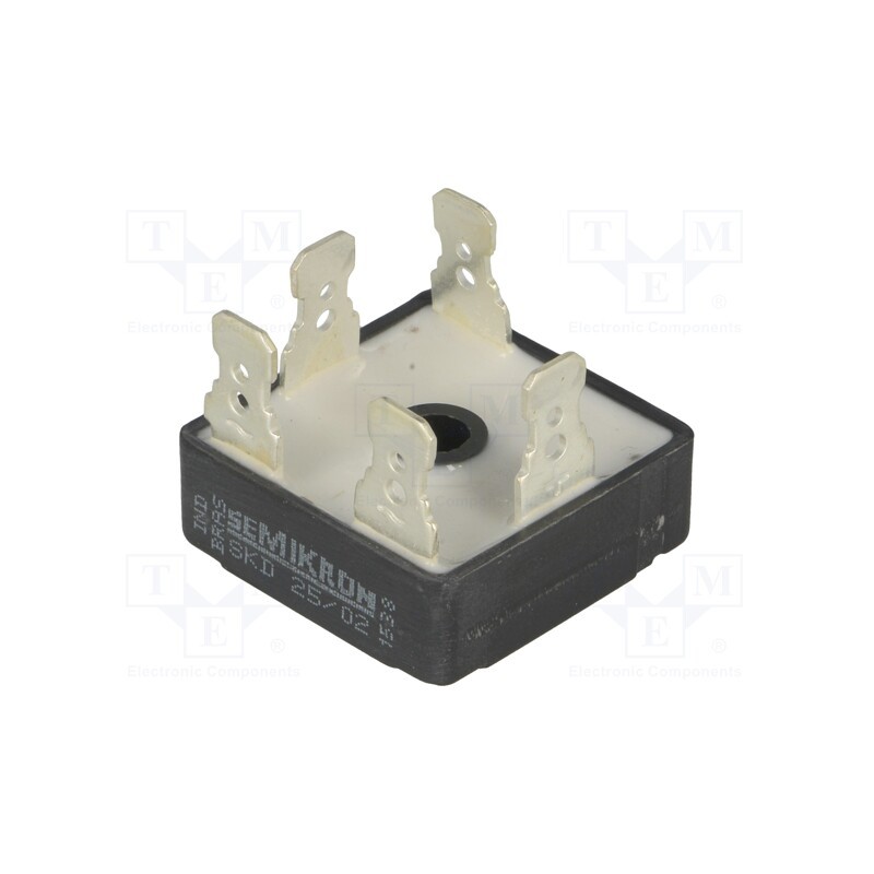 1 pcs x SEMIKRON DANFOSS - SKD 25/02 07275680 - Bridge rectifier: three-phase, Urmax: 200V, If: 20A, Ifsm: 320A, THT