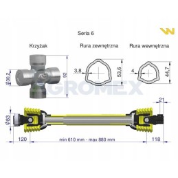PTO shaft 610 880mm 830nm 80230 ce series 6 warynski