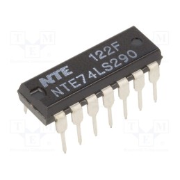 1 pcs x NTE Electronics - NTE74LS290 - IC: digital, divided by 2,divided by 5,decade counter, TTL, THT