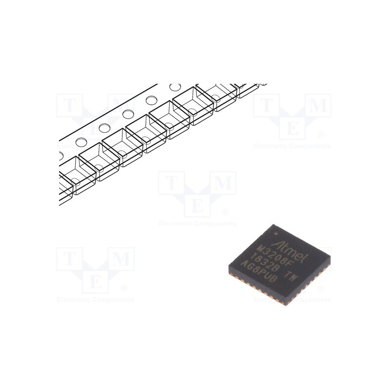 1 pcs x MICROCHIP TECHNOLOGY - ATMEGA3208-MFR - IC: AVR microcontroller, QFN32, Interface: I2C,SPI,UART x3, Cmp: 1