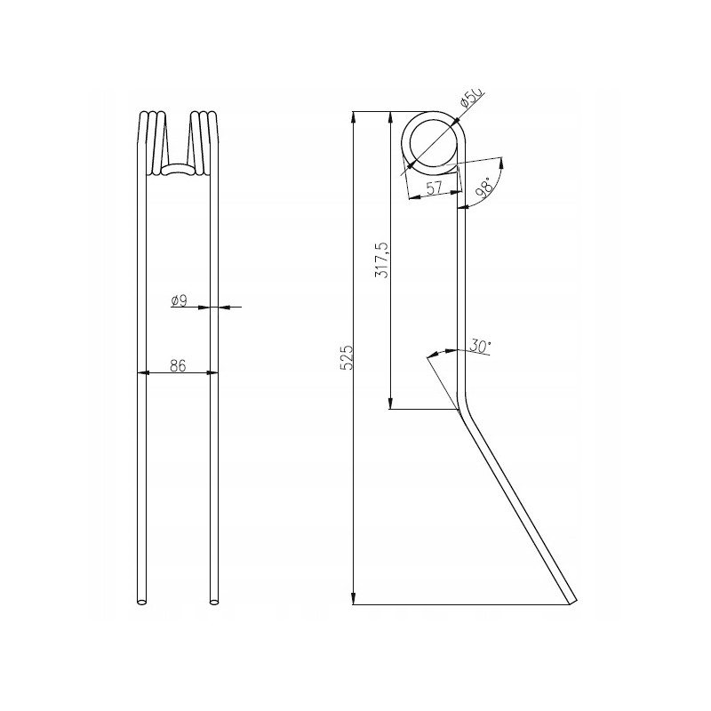 The springy tine of the claas ws3 rake
