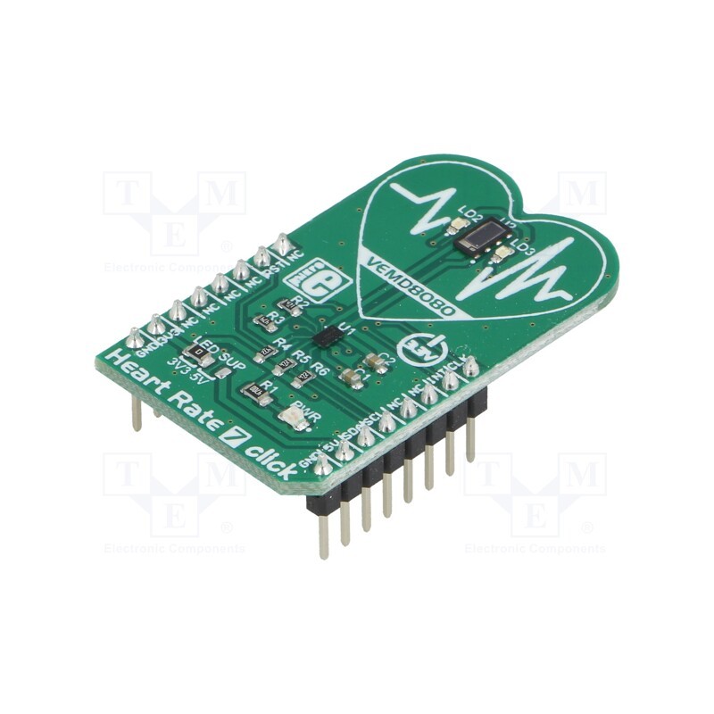 1 pcs x MIKROE - HEART RATE 7 CLICK - Click board, heart rate sensor, I2C, AFE4404, prototype board
