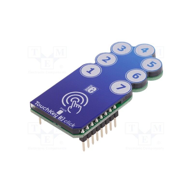 1 pcs x MIKROE - TOUCHKEY 3 CLICK - Click board, 7-button capacitive keypad, GPIO,SPI, AT42QT1110