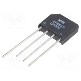 1 pcs x NTE Electronics - NTE5311 - Bridge rectifier: single-phase, Urmax: 1kV, If: 4A, Ifsm: 150A, flat