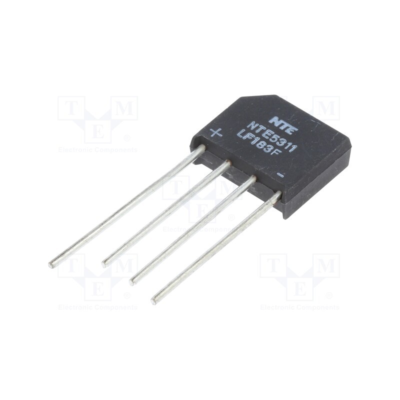 1 pcs x NTE Electronics - NTE5311 - Bridge rectifier: single-phase, Urmax: 1kV, If: 4A, Ifsm: 150A, flat