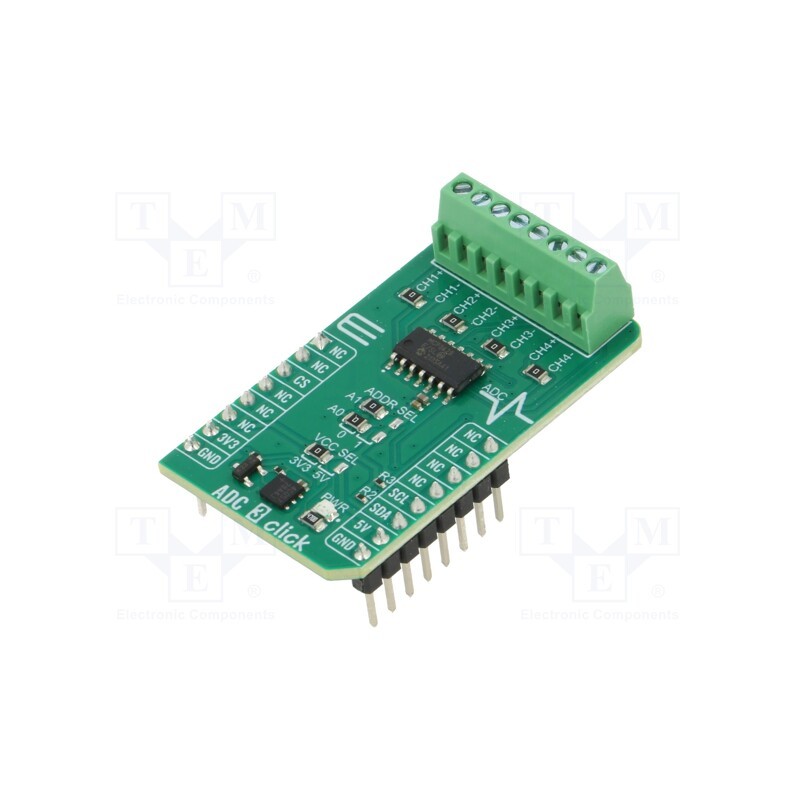 1 pcs x MIKROE - ADC 3 CLICK - CLICKID - Click board, A/D converter, I2C, MCP3428, prototype board