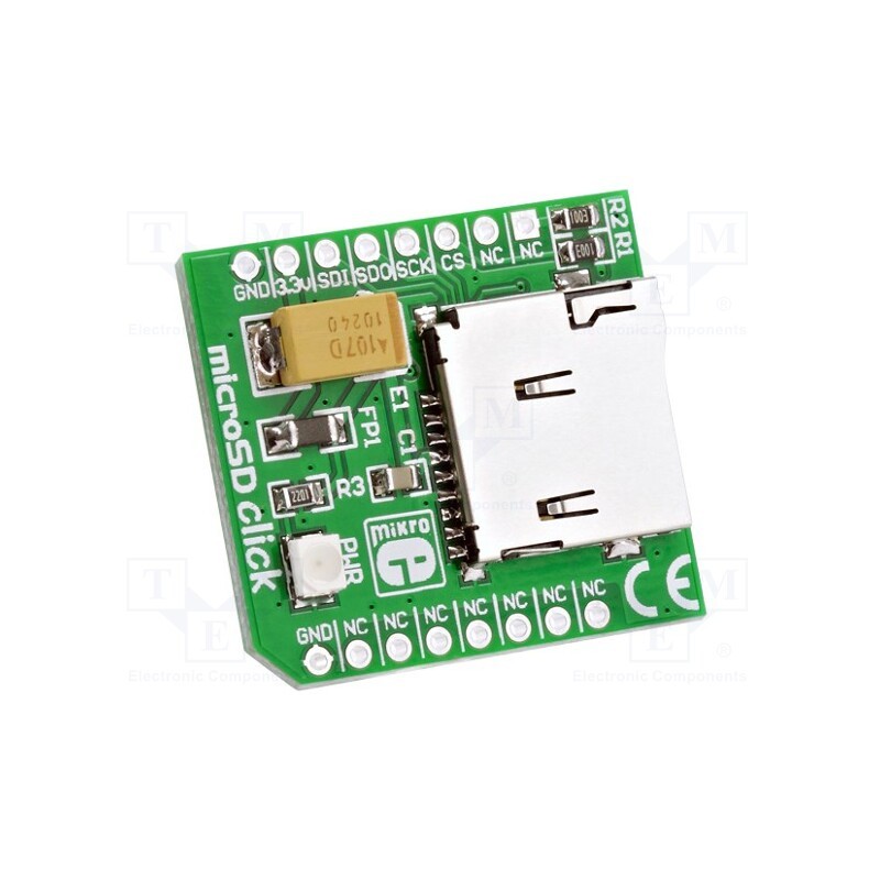 1 pcs x MIKROE - MICROSD CLICK - Click board, SD, SPI, prototype board, mikroBUS connector, 3.3VDC