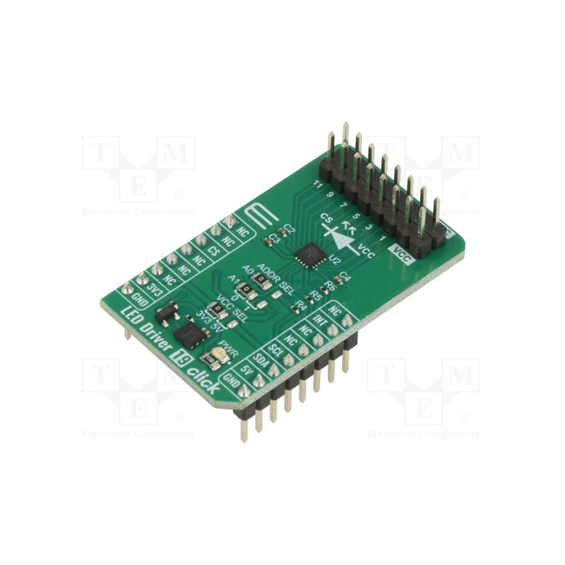 1 pcs x MIKROE - LED DRIVER 19 CLICK - Click board, LED driver, I2C, LED1202, prototype board