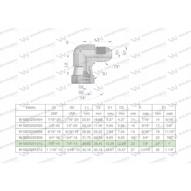 Hydraulic elbow inch ab 7 8 unf jic