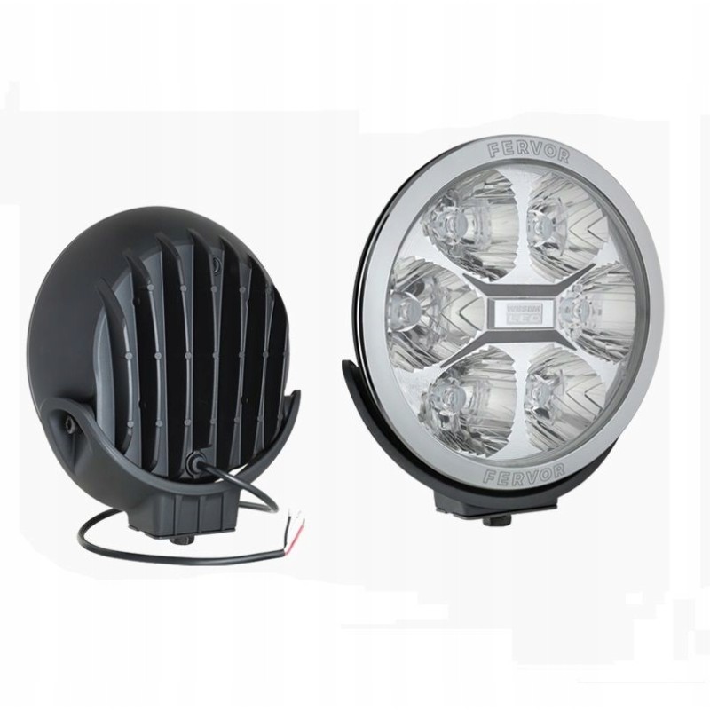 High beam headlight with LEDs and chrome frame