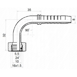 Dkol 90 clamp dn8 1 2sn m16x1 5 x10 hydrolider