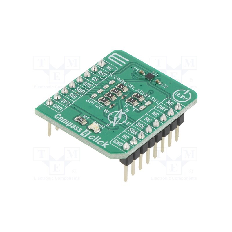 1 pcs x MIKROE - COMPASS 4 CLICK - Click board, magnetic field sensor, I2C,SPI, AK09915C, 3.3VDC