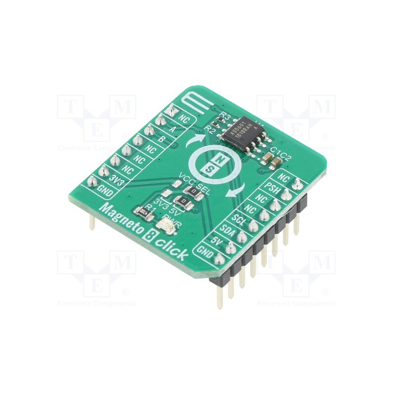 1 pcs x MIKROE - MAGNETO 8 CLICK - Click board, magnetic field sensor, GPIO,I2C, AS5601