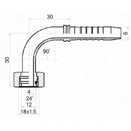 90 angle fitting, m18x15, for dn6 hose, 10 pcs.
