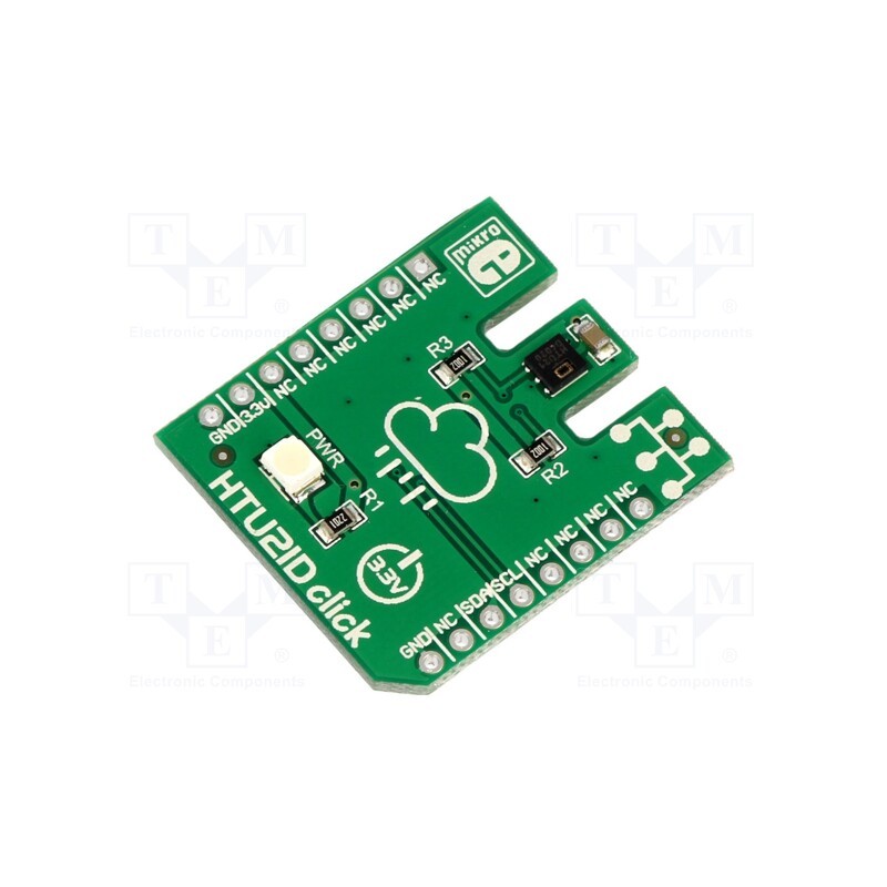 1 pcs x MIKROE - HTU21D CLICK - Click board, humidity/temperature sensor, I2C, HTU21D, 3.3VDC