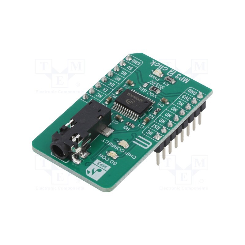 1 pcs x MIKROE - MP3 2 CLICK - Click board, MP3, UART, KT403A, prototype board, 3.3VDC,5VDC
