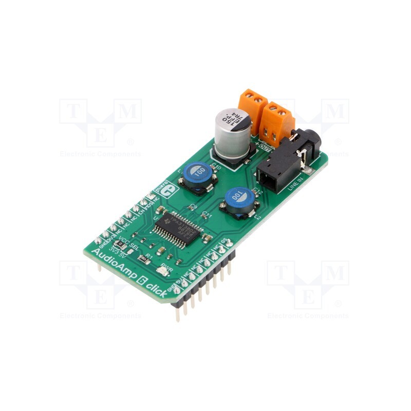1 pcs x MIKROE - AUDIOAMP 6 CLICK - Click board, amplifier, GPIO, TPA3138D2, prototype board