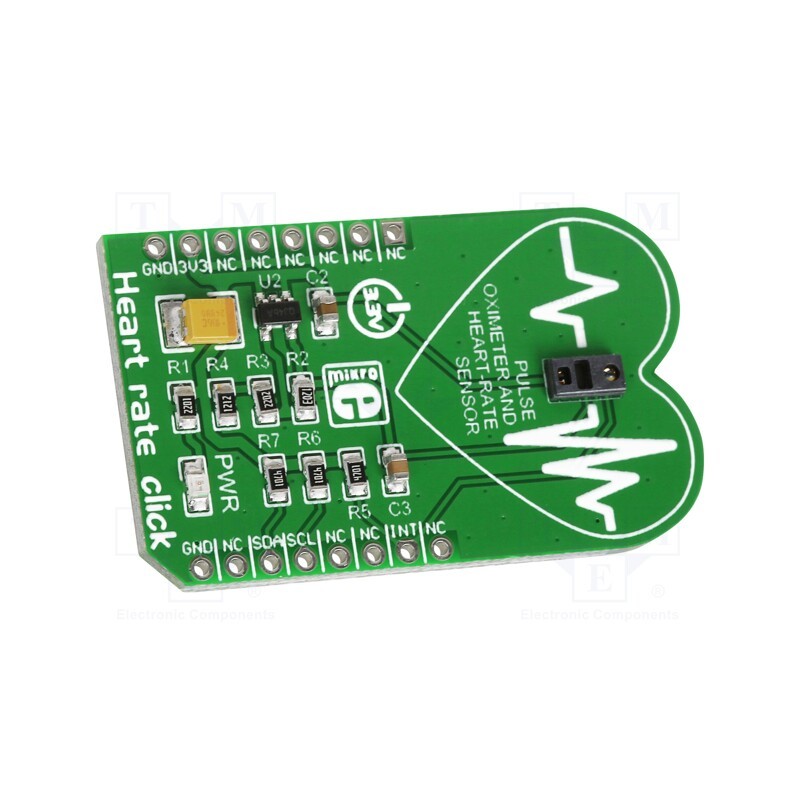 1 pcs x MIKROE - HEART RATE CLICK - Click board, heart rate sensor, I2C, MAX30100, prototype board