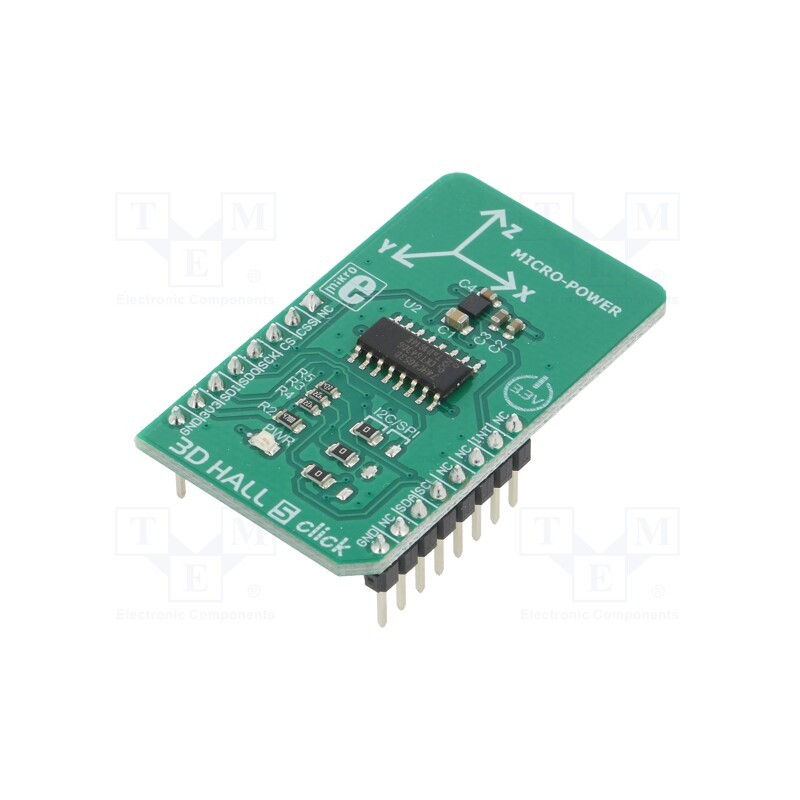 1 pcs x MIKROE - 3D HALL 5 CLICK - Click board, Hall sensor, I2C,SPI, IIS2MDCTR, prototype board