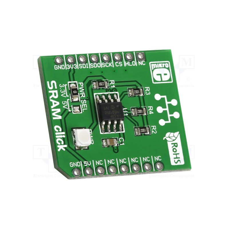 1 pcs x MIKROE - SRAM CLICK - Click board, SRAM memory, SPI, 23LC1024, prototype board