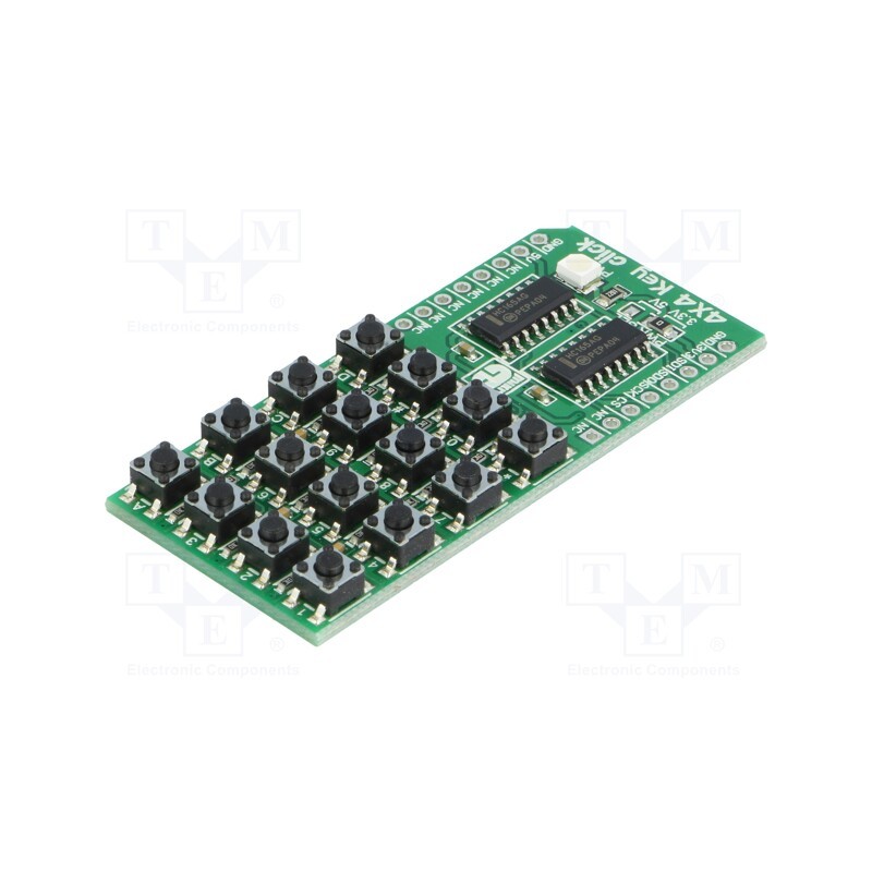 1 pcs x MIKROE - 4X4 KEY CLICK - Click board, 16-button keypad, SPI, HC165AG, prototype board