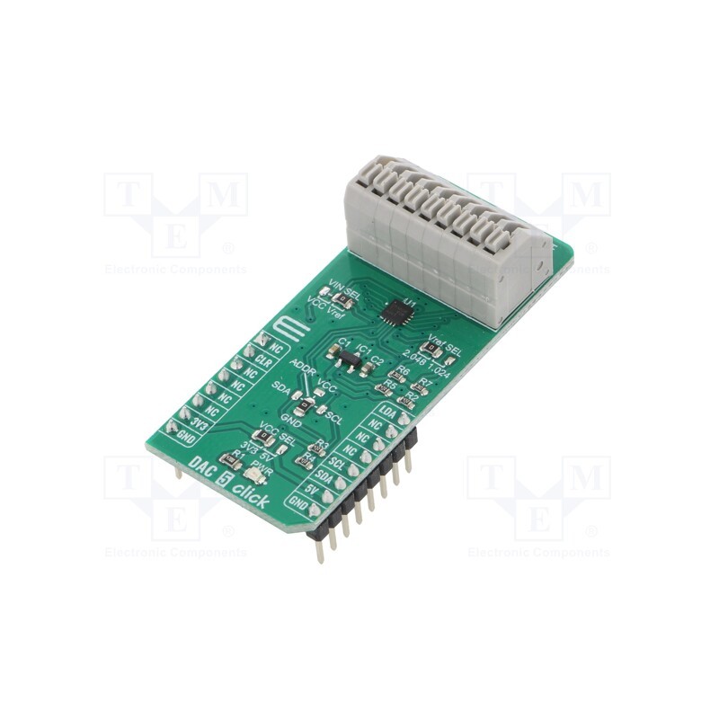 1 pcs x MIKROE - DAC 5 CLICK - Click board, D/A converter, GPIO,I2C, DAC53608,MAX6106