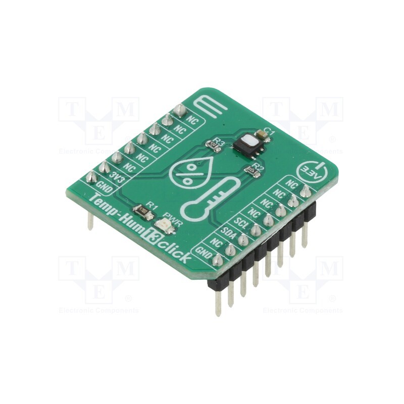 1 pcs x MIKROE - TEMP&HUM 13 CLICK - Click board, humidity/temperature sensor, I2C, HTU21DF, 3.3VDC