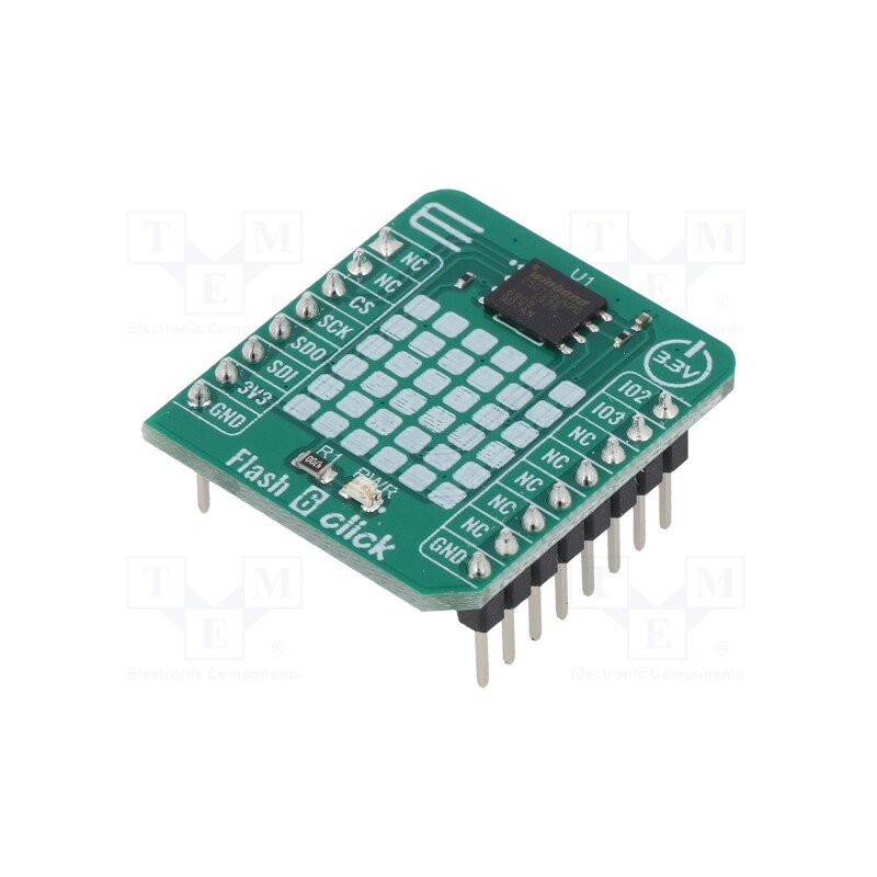 1 pcs x MIKROE - FLASH 6 CLICK - Click board, Flash memory, QSPI,SPI, W25Q128JV, prototype board