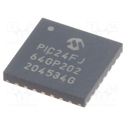 1 pcs x MICROCHIP TECHNOLOGY - PIC24FJ64GP202-I/ML - IC: PIC microcontroller, 64kB, 2÷3.6VDC, SMD, QFN28, PIC24, 8kBSRAM