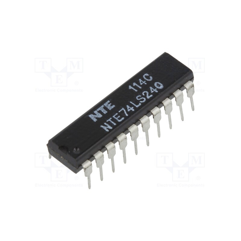 1 pcs x NTE Electronics - NTE74LS240 - IC: digital, buffer,inverting,line driver, Ch: 8, TTL, THT, DIP20