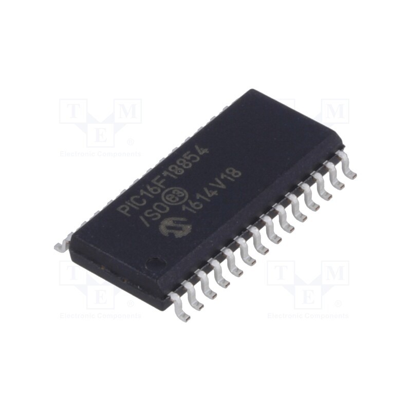 1 pcs x MICROCHIP TECHNOLOGY - PIC16F18854-I/SO - IC: PIC microcontroller, 7kB, 32MHz, 2.3÷5.5VDC, SMD, SO28, PIC16