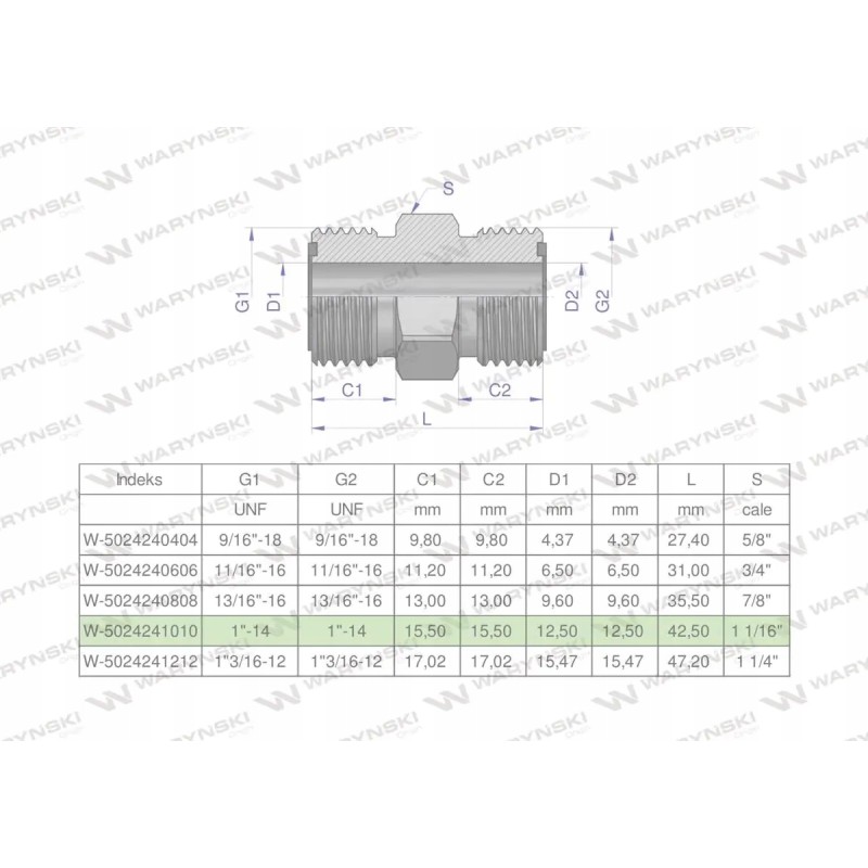 Inch hydraulic connector bb 1 orfs unf