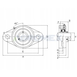 Self-aligning bearing in ucfl205 housing