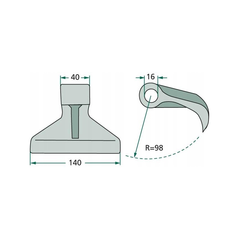 Hammer knife 40x140x16 0 r 98 1 0kg rm 30