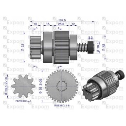 New Holland MF type starter coupling assembly