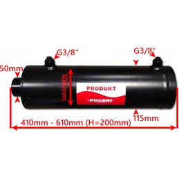 Cylinder actuator, hydr piston, 100x50, stroke 200