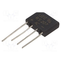 5 pcs x LUGUANG ELECTRONIC - RS207 - Bridge rectifier: single-phase, Urmax: 1kV, If: 2A, Ifsm: 50A, flat