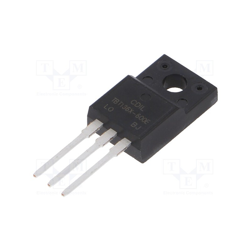 3 pcs x CDIL - BT136X-600E - Triac, 600V, 4A, TO220FP, Igt: 10/25mA, Ifsm: 25A