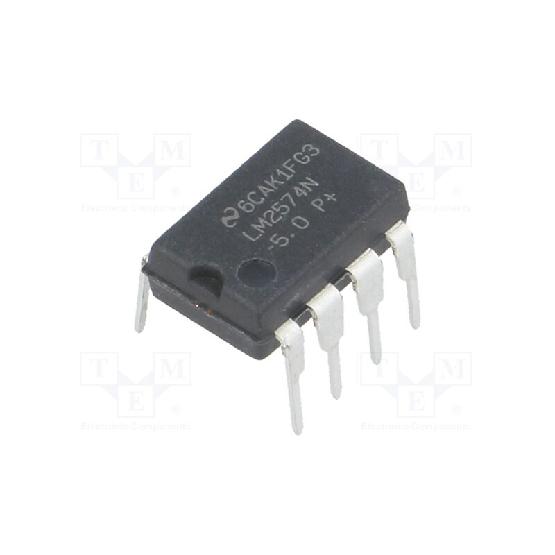1 pcs x TEXAS INSTRUMENTS - LM2574N-5.0/NOPB - IC: PMIC, DC/DC converter, Uin: 4÷40VDC, Uout: 5VDC, 0.5A, DIP8, Ch: 1