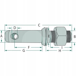 Bolted pin fi 28mm m27x1 5 dl147mm cat 2