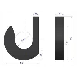 Steel loader bucket hook, diameter 60