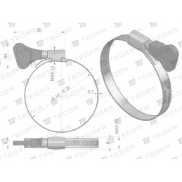Clamping band with knob 12 22 worm clamp